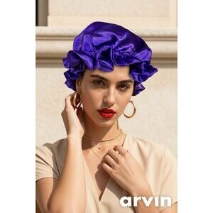 Reversible Satin Sleep Bonnet – Purple – Extra Large, Elastic Fit
